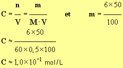 C = 1,0 E-4 mol / L