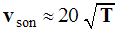 vson = 20 * racine (T)