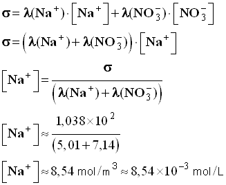 C (Na+) = 8,54 E-3 mol / L