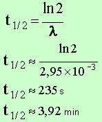 t 1/2 = 3,92 min