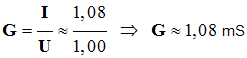 G = 1,08 mS
