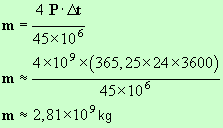 m = 2,81 E9 kg