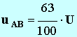 u AB = 63/100 U
