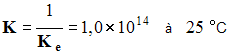 K = 1 / Ke = 1,0 x 10E14