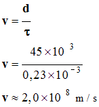 v = 2,0 E8 m / s