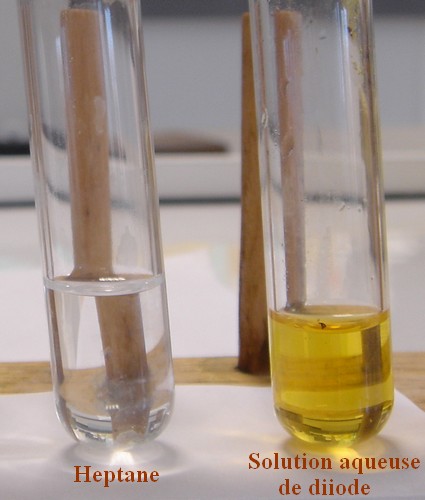 solution de diiode et heptane