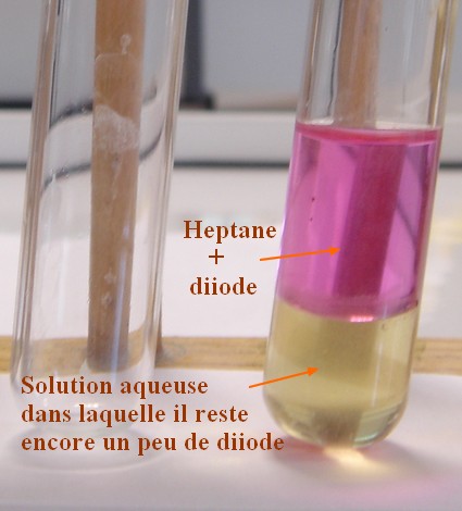 solution aqueuse de diiode et heptane