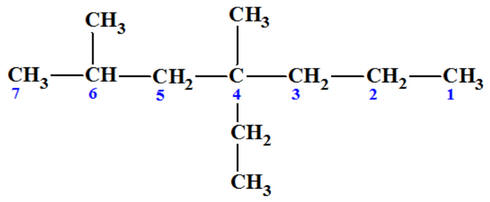 numrotation 2 : 4-thyl-2,4-dimthylheptane