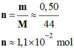 n = 1,1 e-2 mol