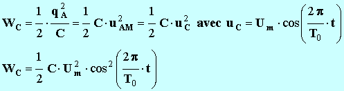 énergie aux bornes du condensateur