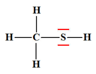 CH4S : m�thanethiol : sch�ma de Lewis
