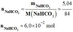n (NaHCO3) = 6,0 E-2 mol
