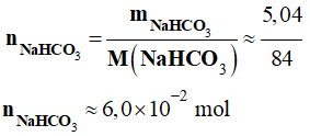 n (NaHCO3) = 6,0 E-2 mol