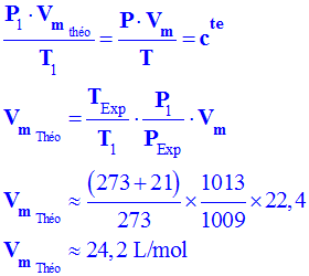 Vm = 24,2 L / mol