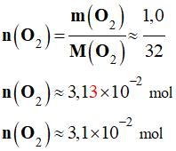 n (O2) = 3,1 E-2 mol