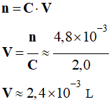 V = 2,4 E-3 L