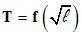 T = f (racine carre  de l )
