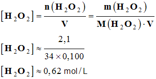 C (H2O2) = 0,62 mol / L
