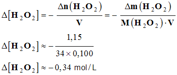 variation de C (H2O2) - 0,34 mol / L