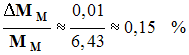 incertitude relative sur M M : 0,15 %