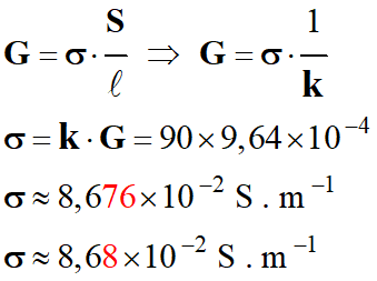 conductivit = 8,68 E-2 S / m