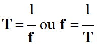 T = 1 / f ou f = 1 / T