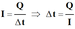 I = Q / Dt alors Dt = Q / I