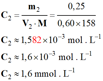 C 2 = 1,6 mmol / L