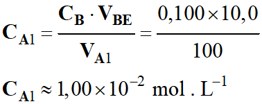 CA1 = 1,00 E-2 mol / L
