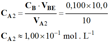CA2 = 1,00 E-1 mol / L