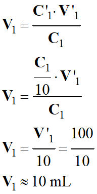 V 1 = 10 mL