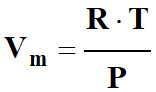 V m = R . T / P