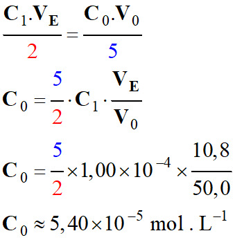 C0 = 5,4 E-5 mol / L