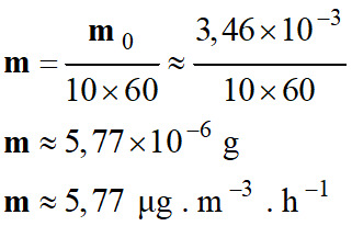 m = 5,77 microgramme / mtre cube / heure