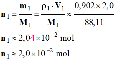 n1 = 2,0 E-2 mol