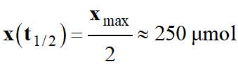x (t1/2) = 250 micromole