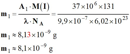m1= 8,1 E-9 g