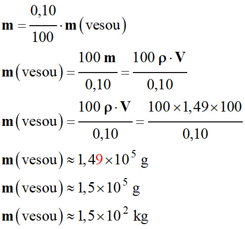 m (vesou) = 1,5 E2 kg