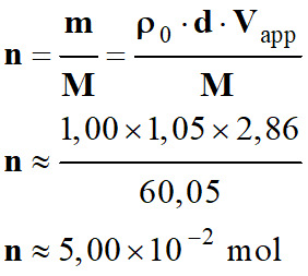 n = 5,00 E-2 mol