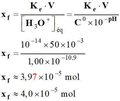 xf = 4,0 E-5 mol