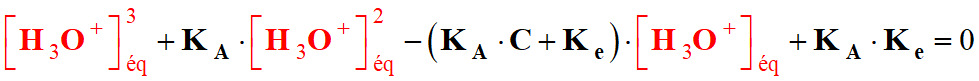quation en fonction de [H3O+]q
