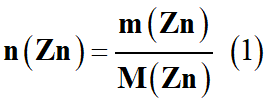 n (Zn) = m (Zn) / M (Zn)