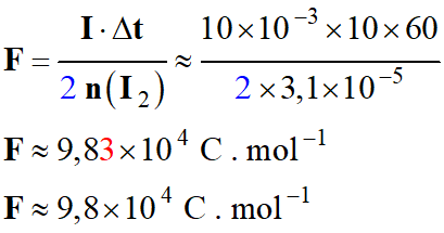 F = 9,8 E4 C / mol