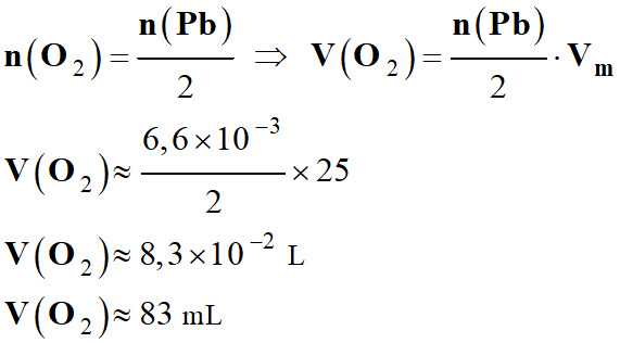 V (O2) = 83 mL