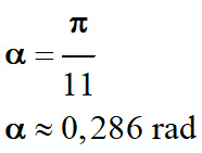 angle balay : 0,286 rad