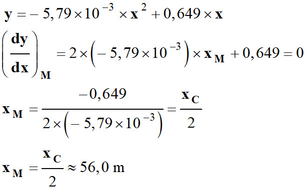 xM = 56,0 m