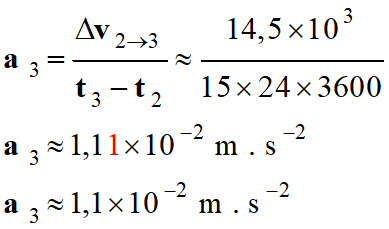 a = 1,1 E-2 m / s
