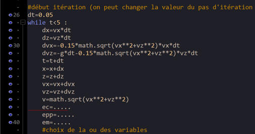 Extrait du code source Phyton