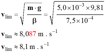 vlim = 8,1 m / s