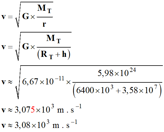 v = 3,08 E3 m / s